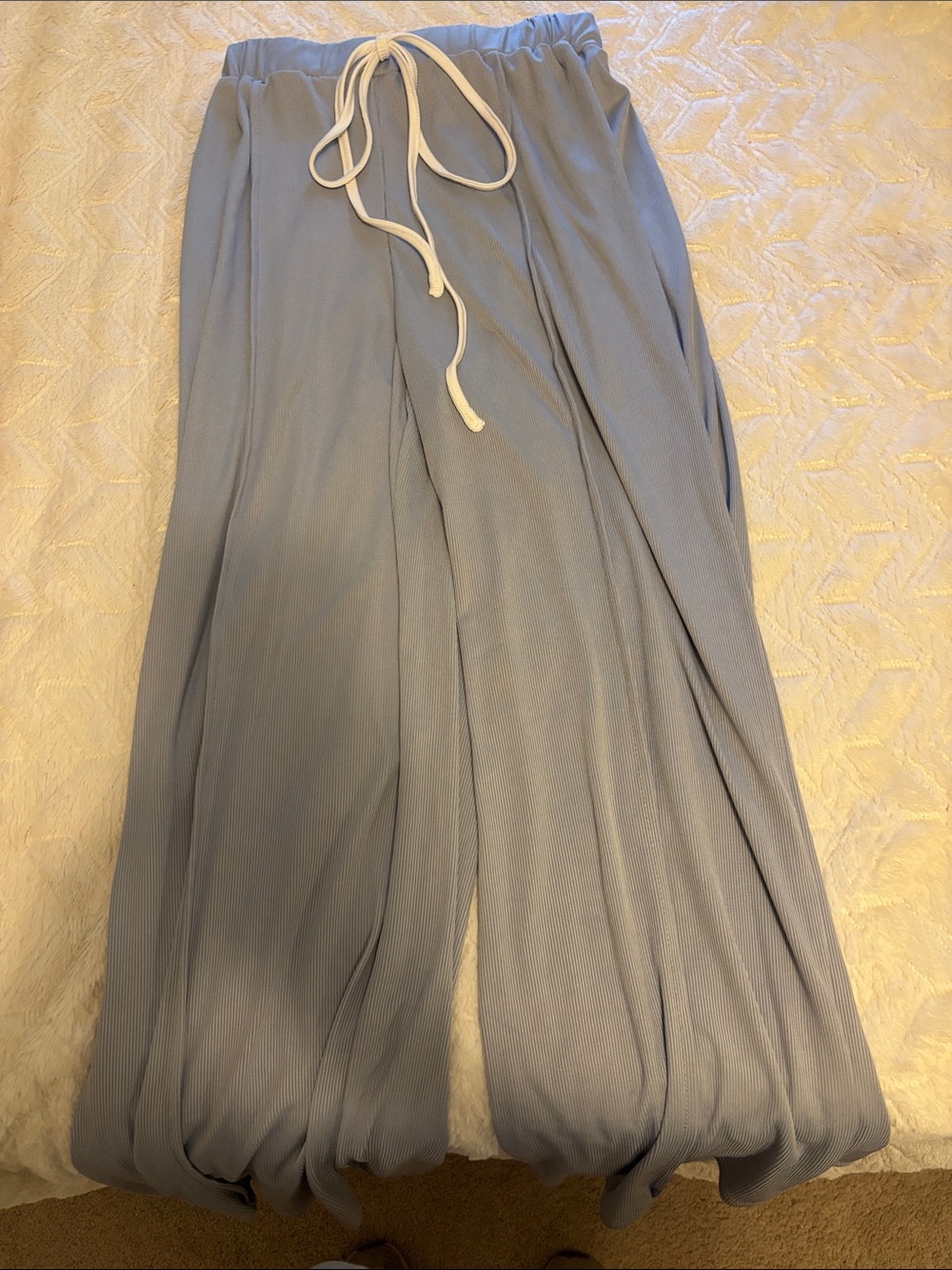 SHEIN Light Blue Wide Leg Drawstring Pants